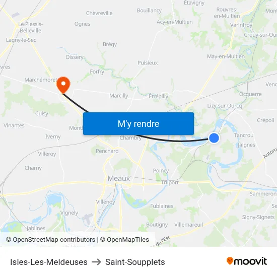 Isles-Les-Meldeuses to Saint-Soupplets map
