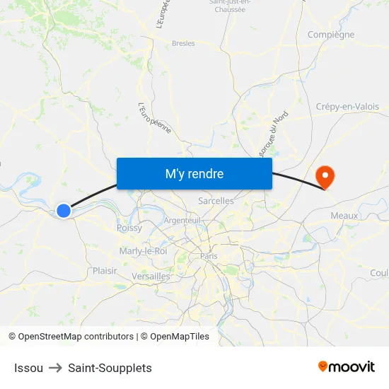 Issou to Saint-Soupplets map