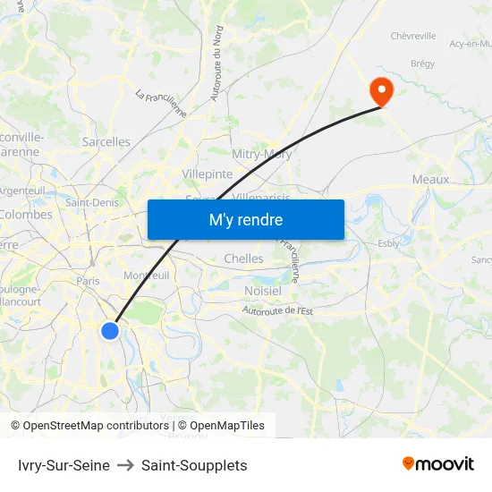 Ivry-Sur-Seine to Saint-Soupplets map