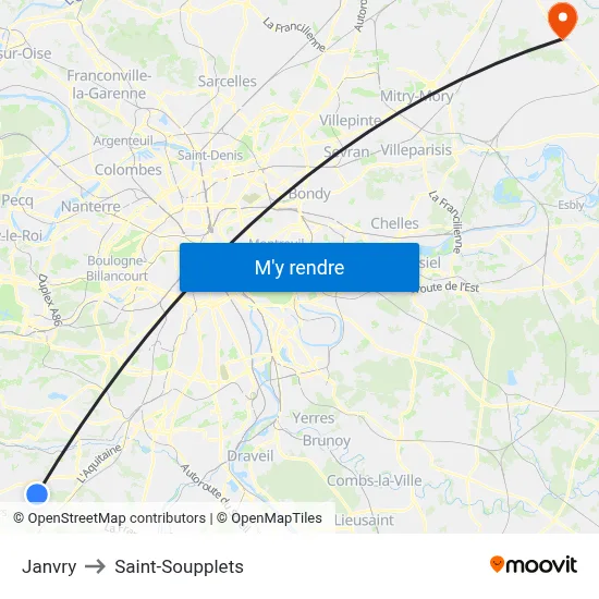 Janvry to Saint-Soupplets map