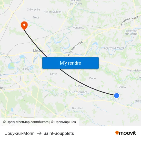 Jouy-Sur-Morin to Saint-Soupplets map
