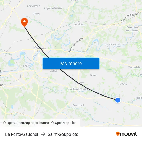 La Ferte-Gaucher to Saint-Soupplets map