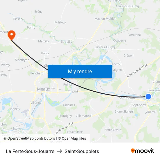 La Ferte-Sous-Jouarre to Saint-Soupplets map