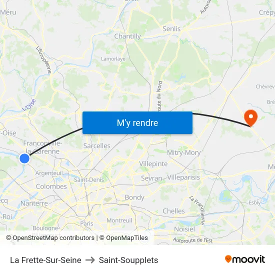 La Frette-Sur-Seine to Saint-Soupplets map