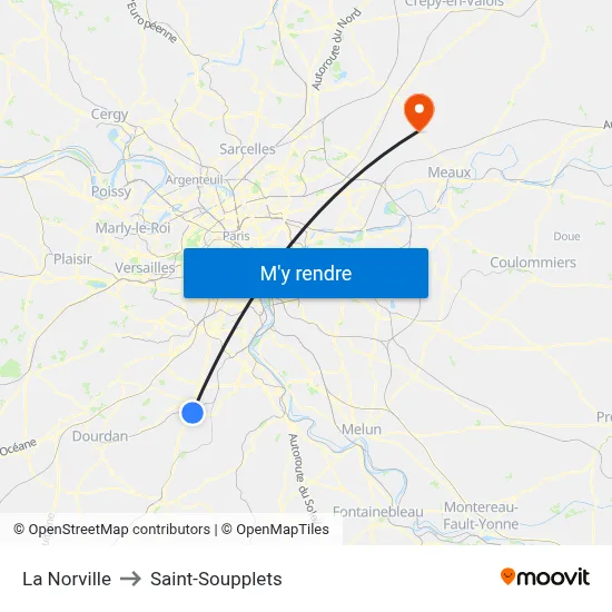 La Norville to Saint-Soupplets map
