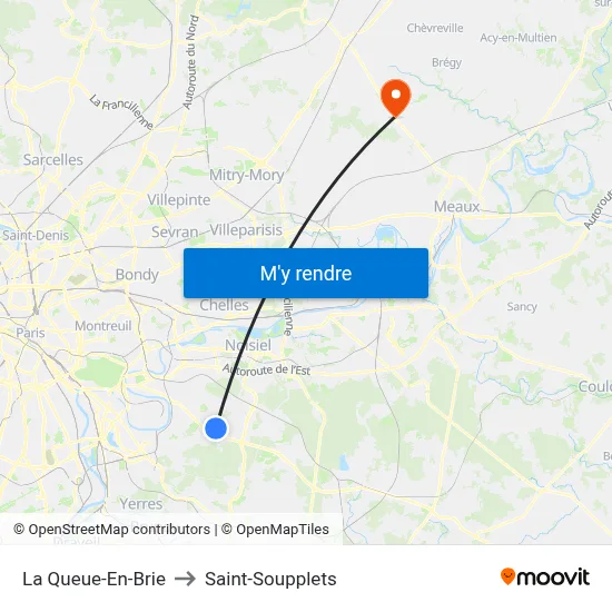 La Queue-En-Brie to Saint-Soupplets map