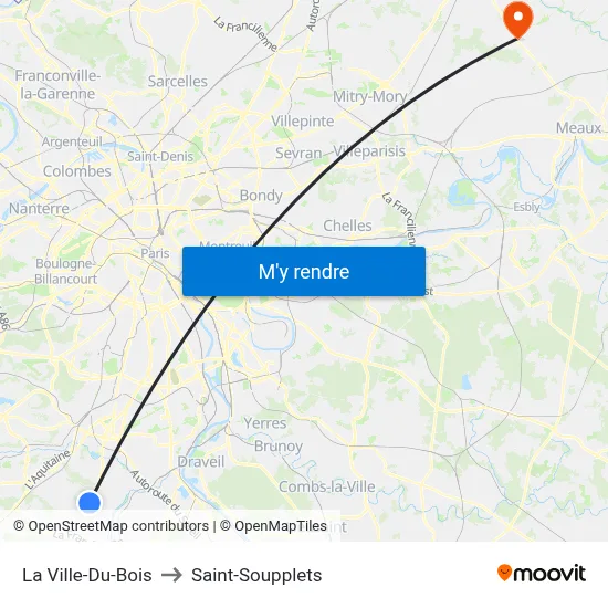 La Ville-Du-Bois to Saint-Soupplets map