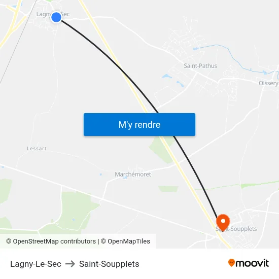 Lagny-Le-Sec to Saint-Soupplets map
