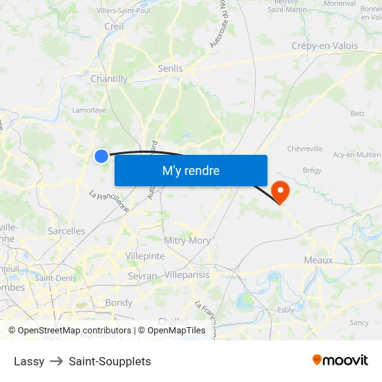 Lassy to Saint-Soupplets map