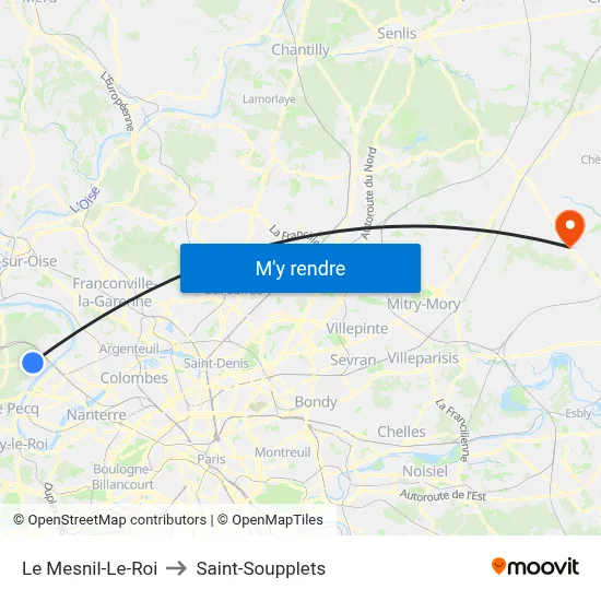 Le Mesnil-Le-Roi to Saint-Soupplets map