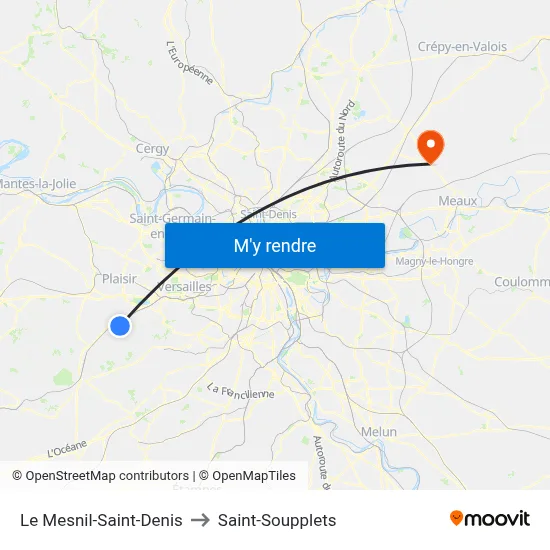 Le Mesnil-Saint-Denis to Saint-Soupplets map