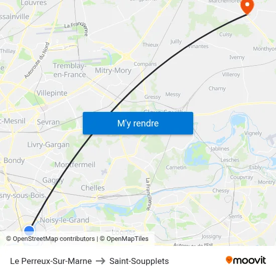 Le Perreux-Sur-Marne to Saint-Soupplets map