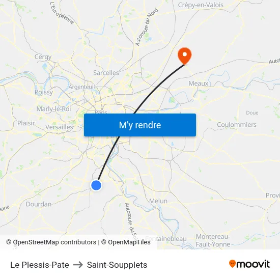 Le Plessis-Pate to Saint-Soupplets map