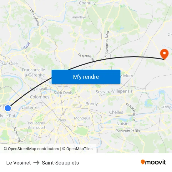 Le Vesinet to Saint-Soupplets map
