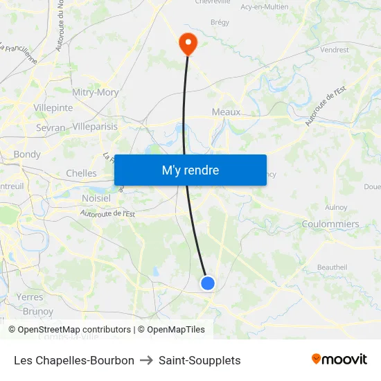 Les Chapelles-Bourbon to Saint-Soupplets map