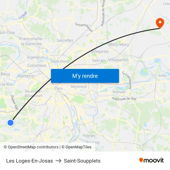 Les Loges-En-Josas to Saint-Soupplets map