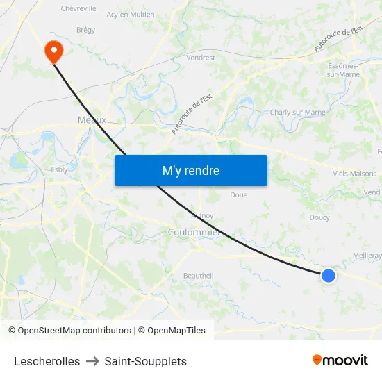 Lescherolles to Saint-Soupplets map