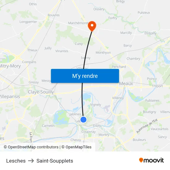 Lesches to Saint-Soupplets map