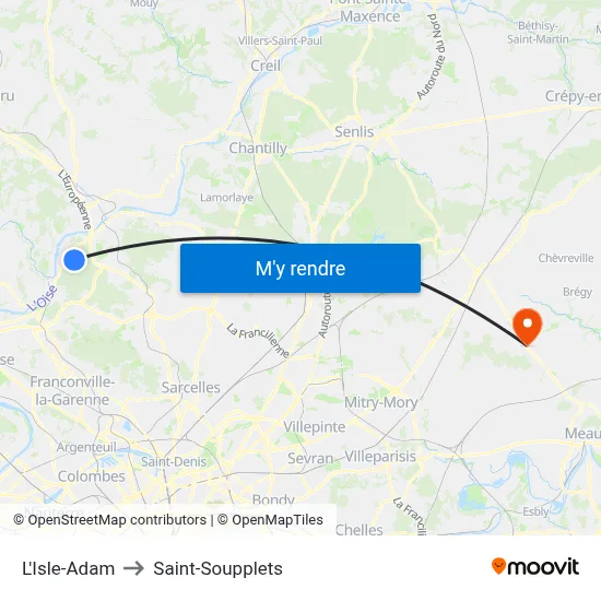 L'Isle-Adam to Saint-Soupplets map