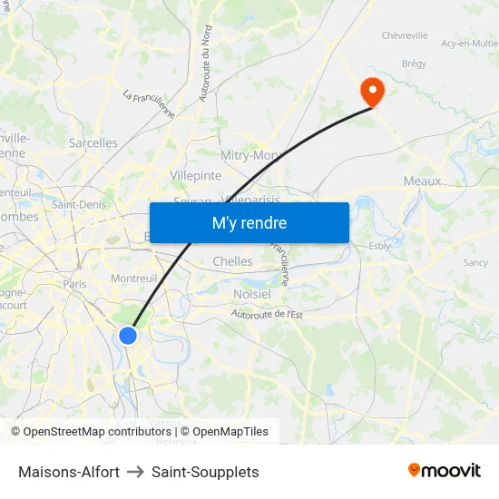 Maisons-Alfort to Saint-Soupplets map