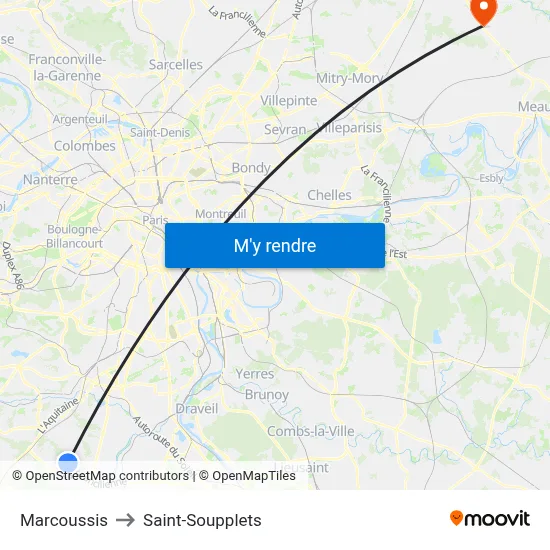 Marcoussis to Saint-Soupplets map