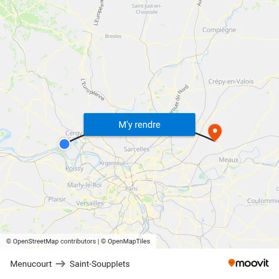 Menucourt to Saint-Soupplets map