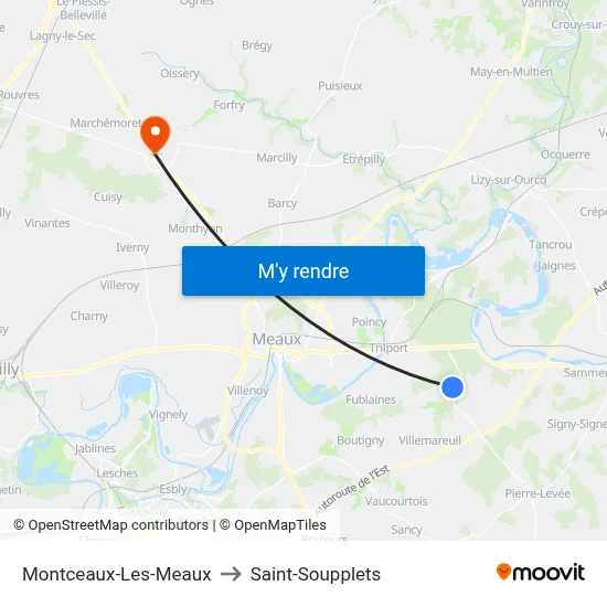 Montceaux-Les-Meaux to Saint-Soupplets map