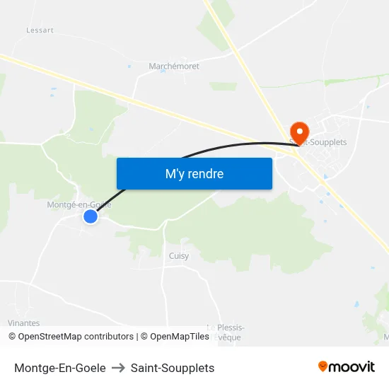 Montge-En-Goele to Saint-Soupplets map