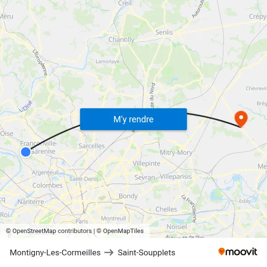 Montigny-Les-Cormeilles to Saint-Soupplets map
