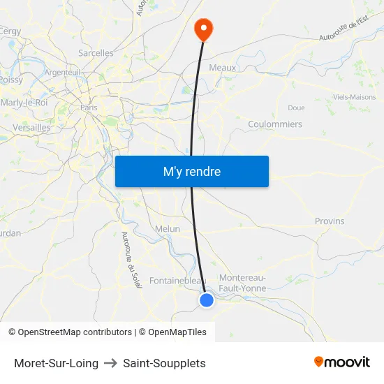 Moret-Sur-Loing to Saint-Soupplets map