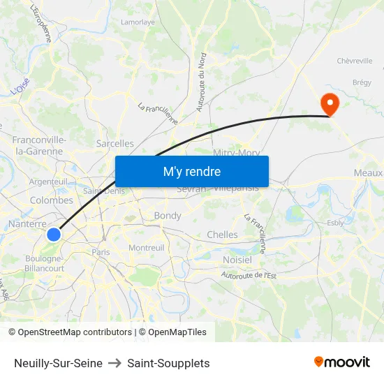 Neuilly-Sur-Seine to Saint-Soupplets map