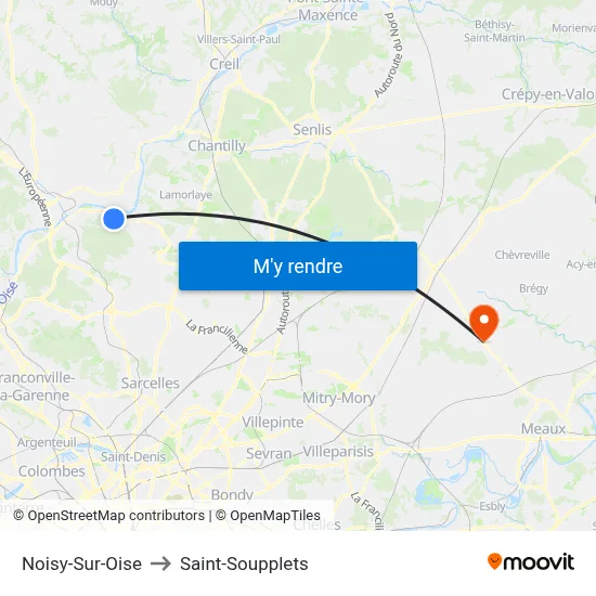 Noisy-Sur-Oise to Saint-Soupplets map