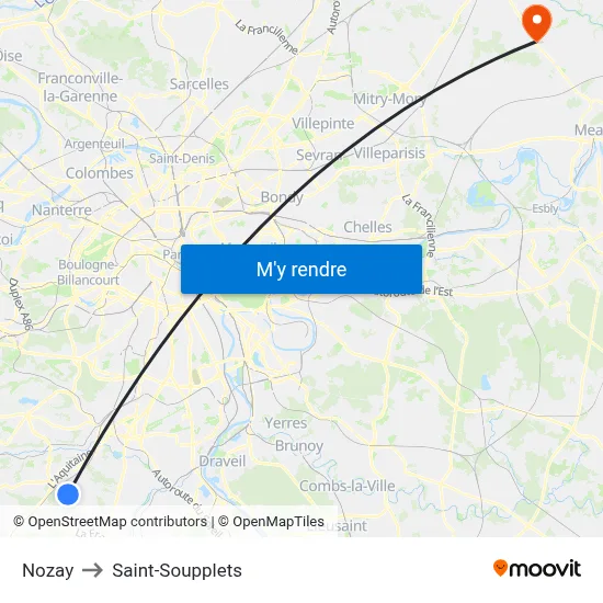 Nozay to Saint-Soupplets map