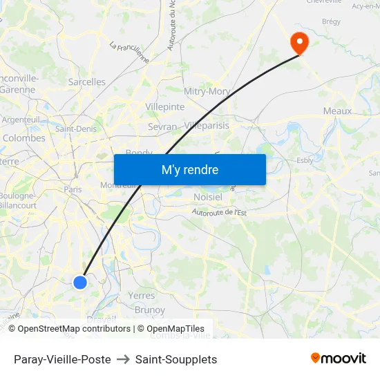 Paray-Vieille-Poste to Saint-Soupplets map