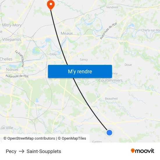 Pecy to Saint-Soupplets map
