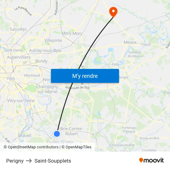 Perigny to Saint-Soupplets map