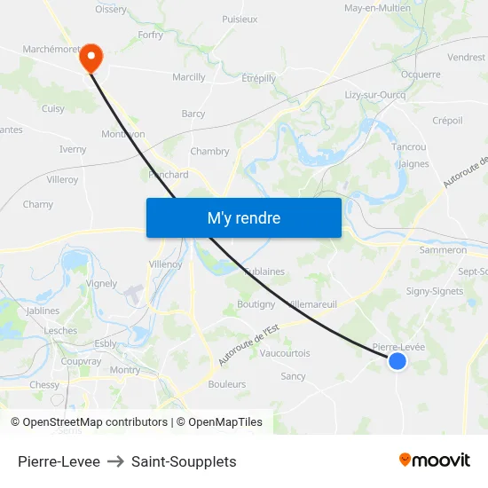 Pierre-Levee to Saint-Soupplets map