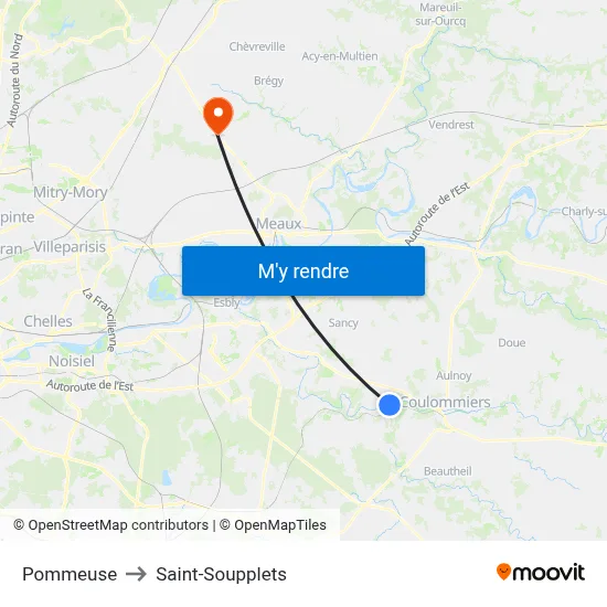 Pommeuse to Saint-Soupplets map