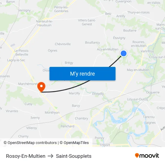 Rosoy-En-Multien to Saint-Soupplets map
