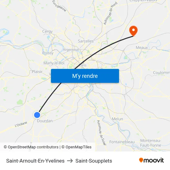 Saint-Arnoult-En-Yvelines to Saint-Soupplets map