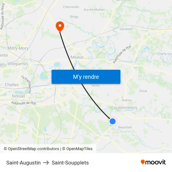 Saint-Augustin to Saint-Soupplets map