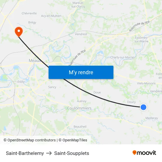 Saint-Barthelemy to Saint-Soupplets map