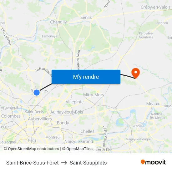 Saint-Brice-Sous-Foret to Saint-Soupplets map