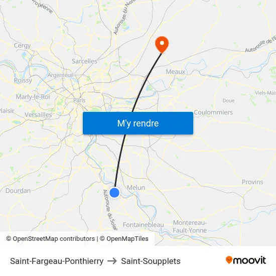 Saint-Fargeau-Ponthierry to Saint-Soupplets map