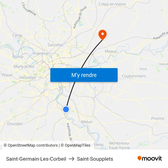 Saint-Germain-Les-Corbeil to Saint-Soupplets map