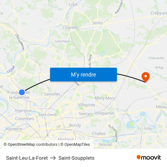 Saint-Leu-La-Foret to Saint-Soupplets map
