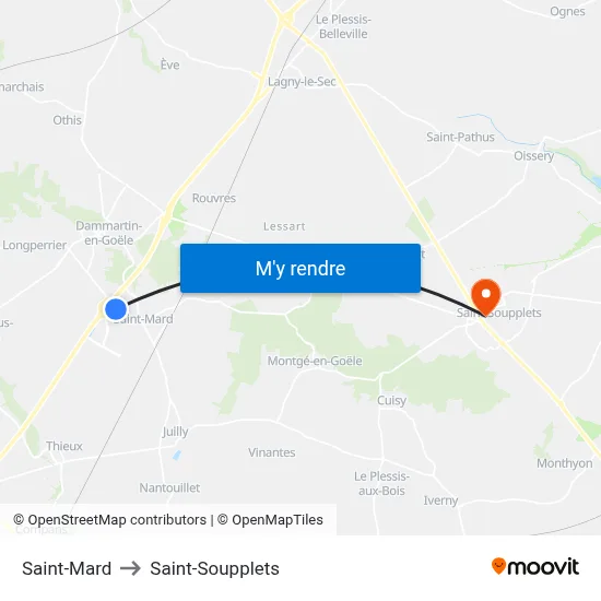 Saint-Mard to Saint-Soupplets map