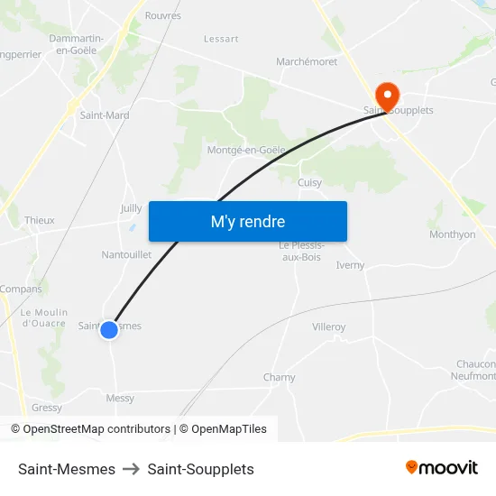 Saint-Mesmes to Saint-Soupplets map