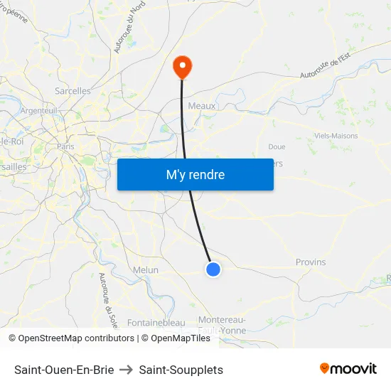 Saint-Ouen-En-Brie to Saint-Soupplets map
