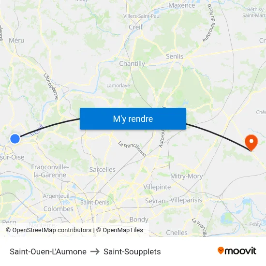 Saint-Ouen-L'Aumone to Saint-Soupplets map